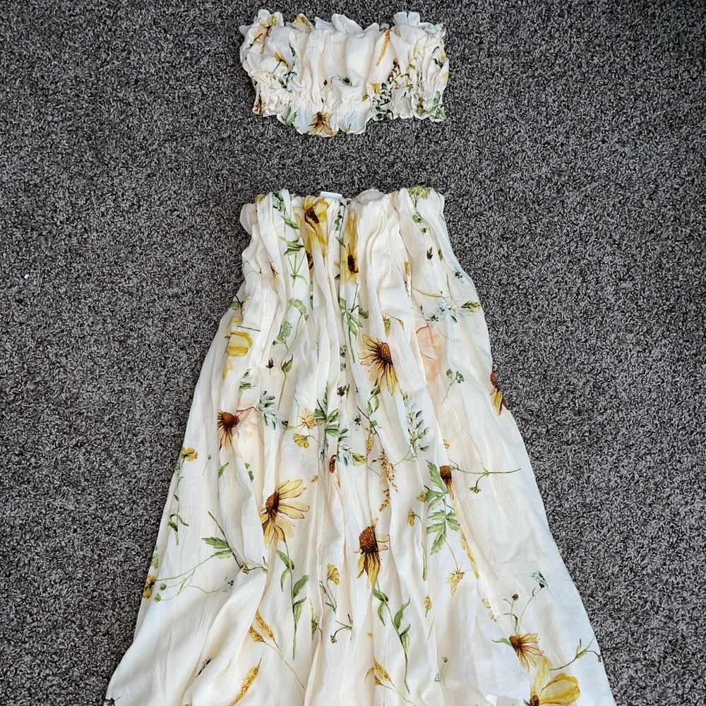 H&M Floral Tube Top & Long Skirt Set